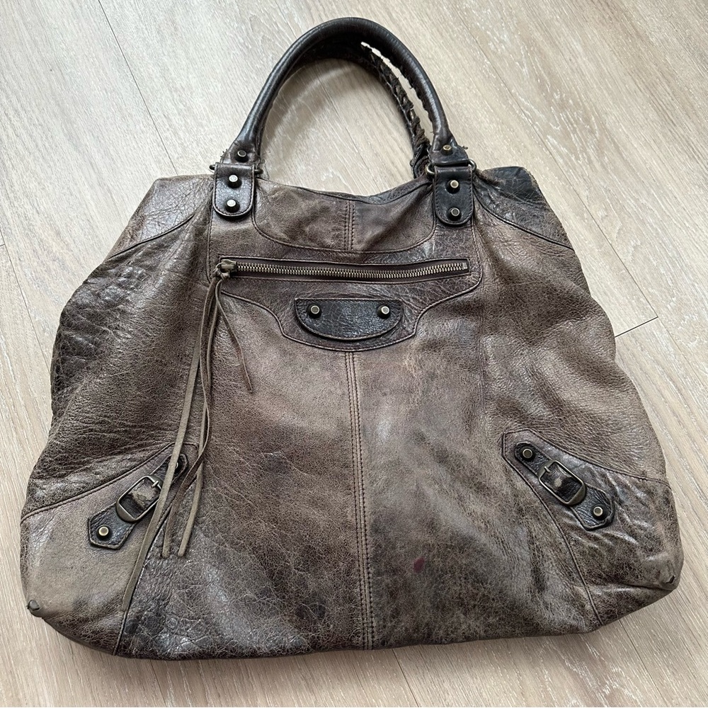 Balenciaga City Leather Tote Brown